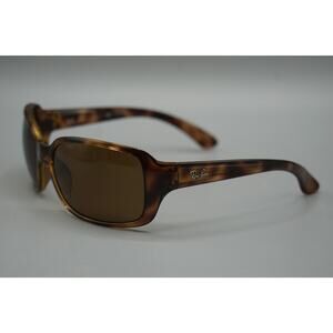 Ray-Ban RB4068 642/57 Havana Brown B-15 Polarized Wrap Sunglasses 60mm Italy